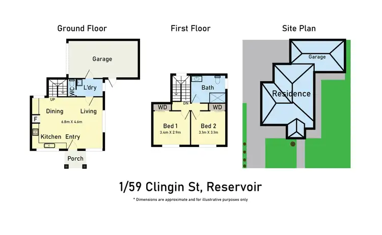 Floorplan of Homely townhouse listing, 1/59 Clingin Street, Reservoir VIC 3073