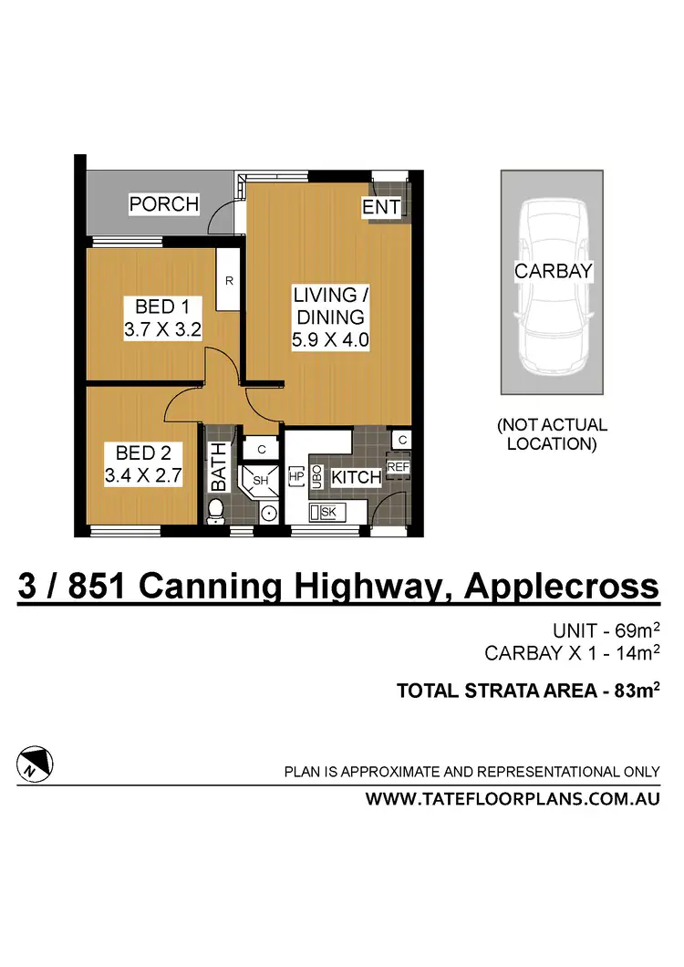 Floorplan of Homely apartment listing, 3/851 Canning Highway, Applecross WA 6153