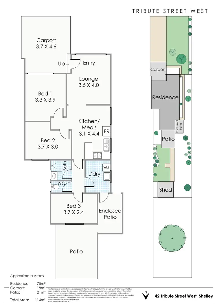 Floorplan of Homely semi-detached listing, 42 Tribute Street West, Shelley WA 6148