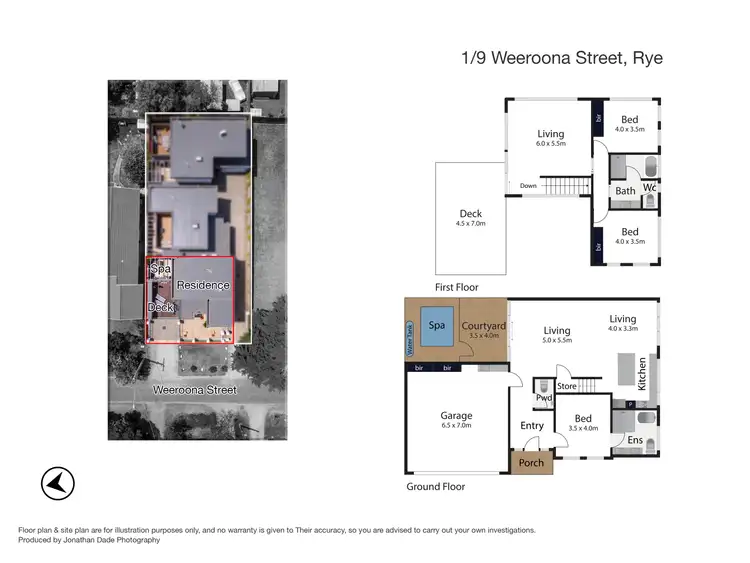 Floorplan of Homely townhouse listing, 1/9 Weeroona Street, Rye VIC 3941