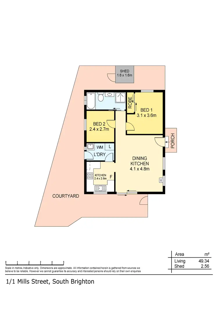 Floorplan of Homely unit listing, 1/1 Mills Street, South Brighton SA 5048