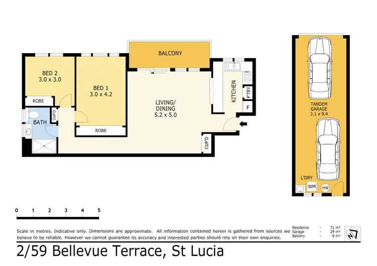 Floorplan of Homely unit listing, 2/59 Bellevue Terrace, St Lucia QLD 4067
