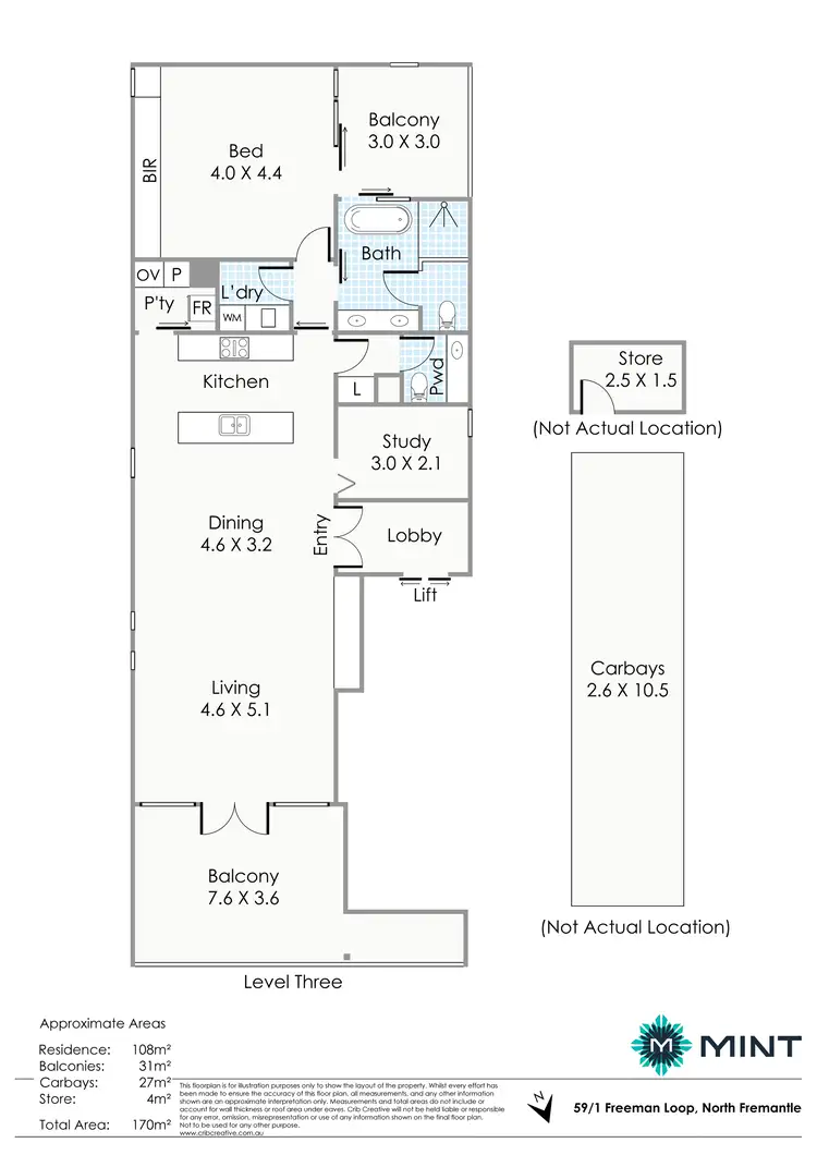 Floorplan of Homely apartment listing, 59/1 Freeman Loop, North Fremantle WA 6159