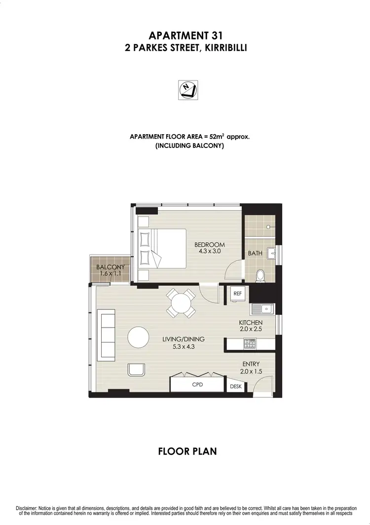 Floorplan of Homely apartment listing, 31/2 Parkes Street, Kirribilli NSW 2061