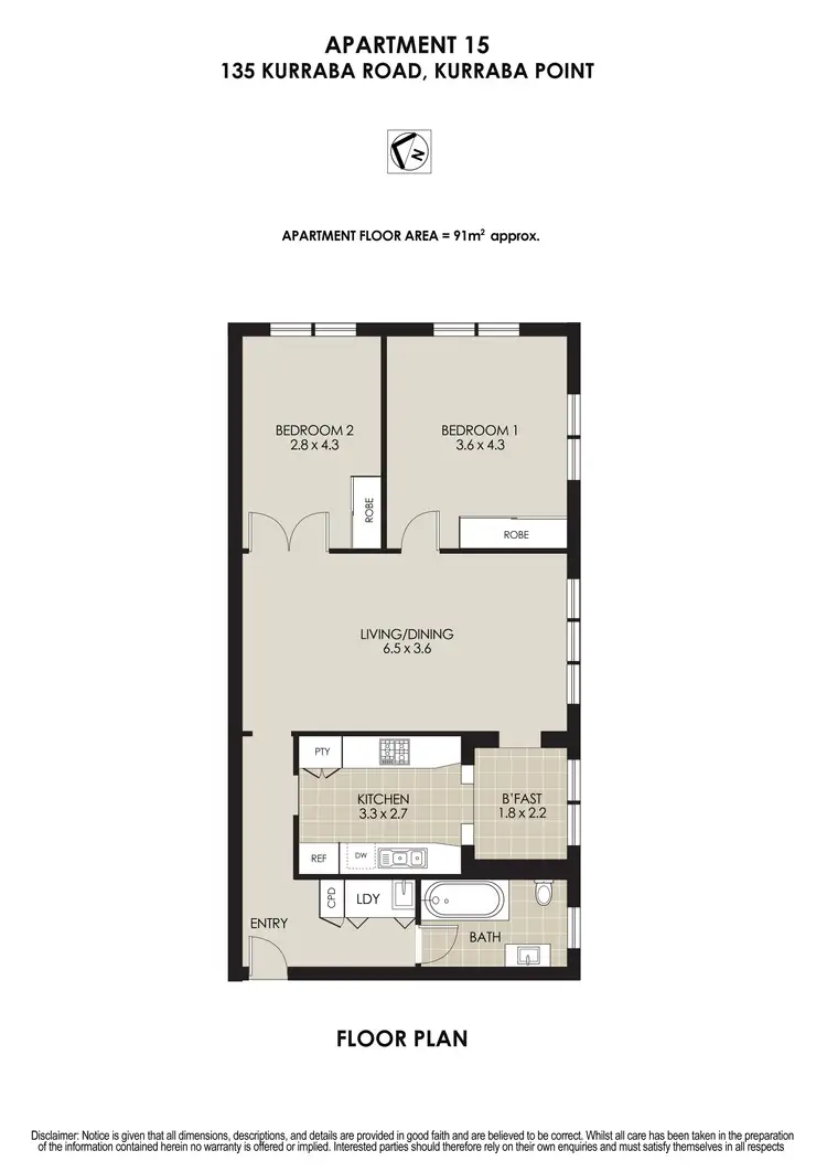 Floorplan of Homely apartment listing, 15/135 Kurraba Road, Neutral Bay NSW 2089