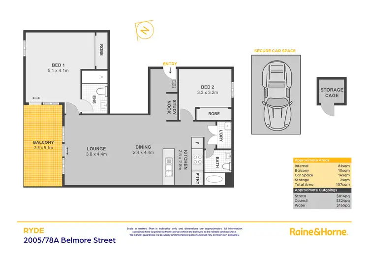 Floorplan of Homely apartment listing, 2005/78A Belmore Street, Ryde NSW 2112