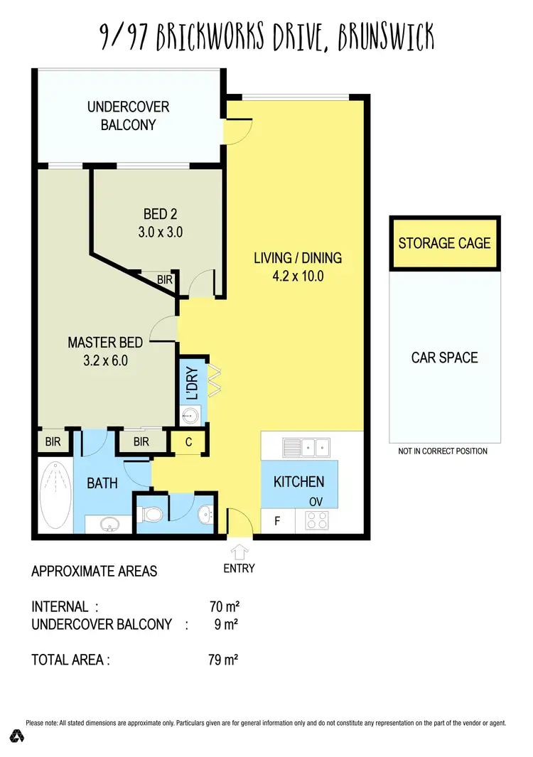 Floorplan of Homely apartment listing, 9/97 Brickworks Drive, Brunswick VIC 3056