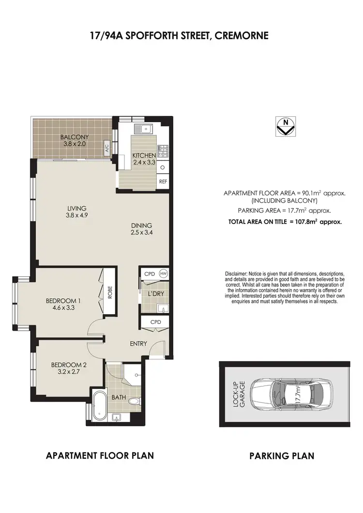 Floorplan of Homely apartment listing, 17/94A Spofforth Street, Cremorne NSW 2090