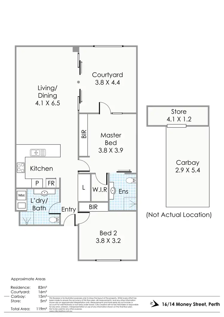 Floorplan of Homely apartment listing, 16/14 Money Street, Perth WA 6000