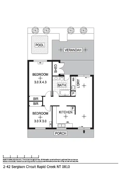 Floorplan of Homely unit listing, 2/42 Sergison Circuit, Rapid Creek NT 810