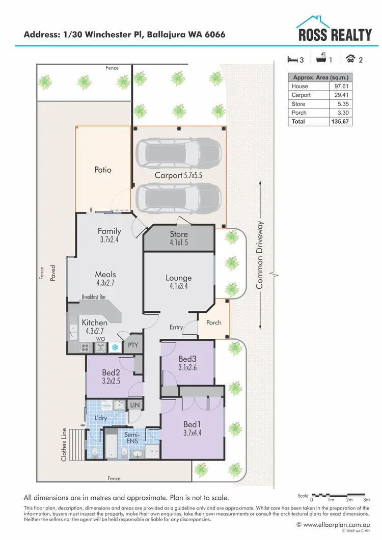 Floorplan of Homely house listing, 1/30 Winchester Place, Ballajura WA 6066