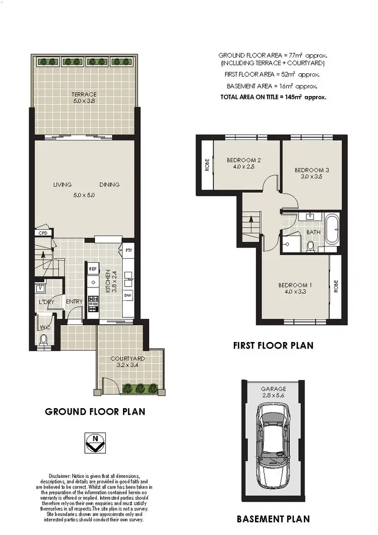 Floorplan of Homely townhouse listing, 3/7 Reed Street, Cremorne NSW 2090