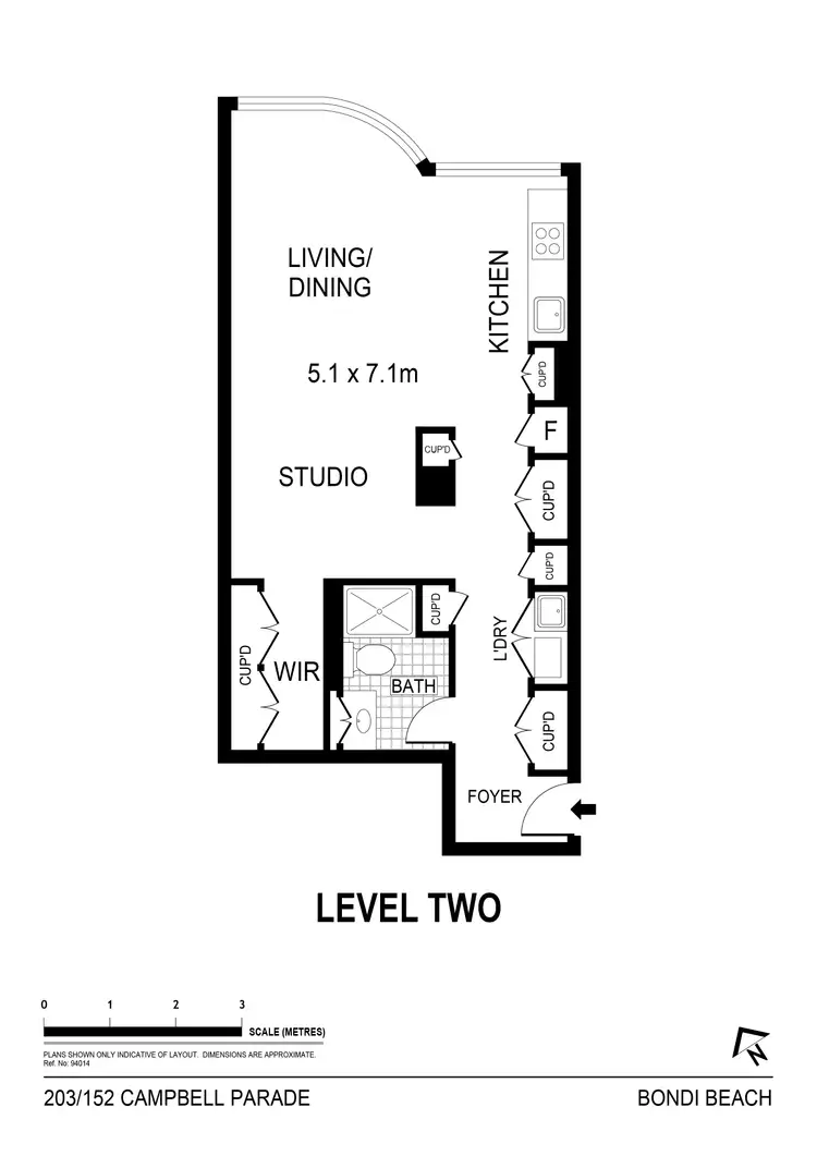 Floorplan of Homely studio listing, 203/152 Campbell Parade, Bondi Beach NSW 2026