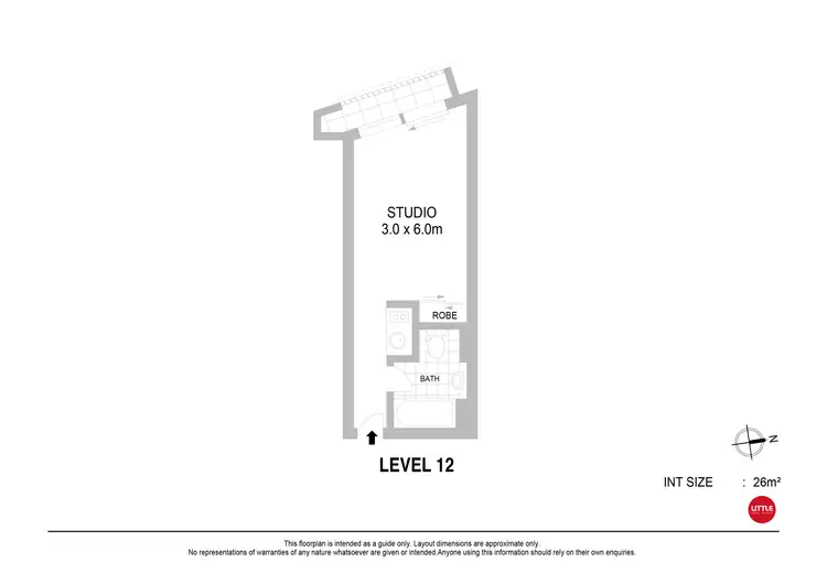 Floorplan of Homely studio listing, 1206/653-659 George Street, Haymarket NSW 2000
