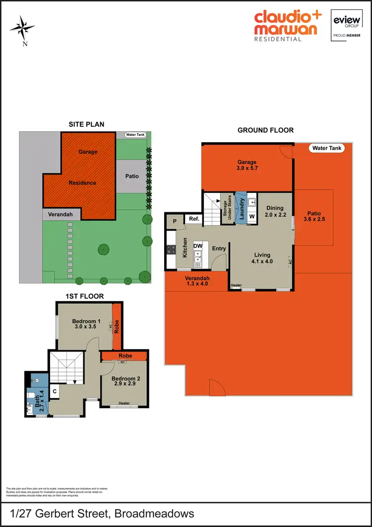 Floorplan of Homely townhouse listing, 1/27 Gerbert Street, Broadmeadows VIC 3047