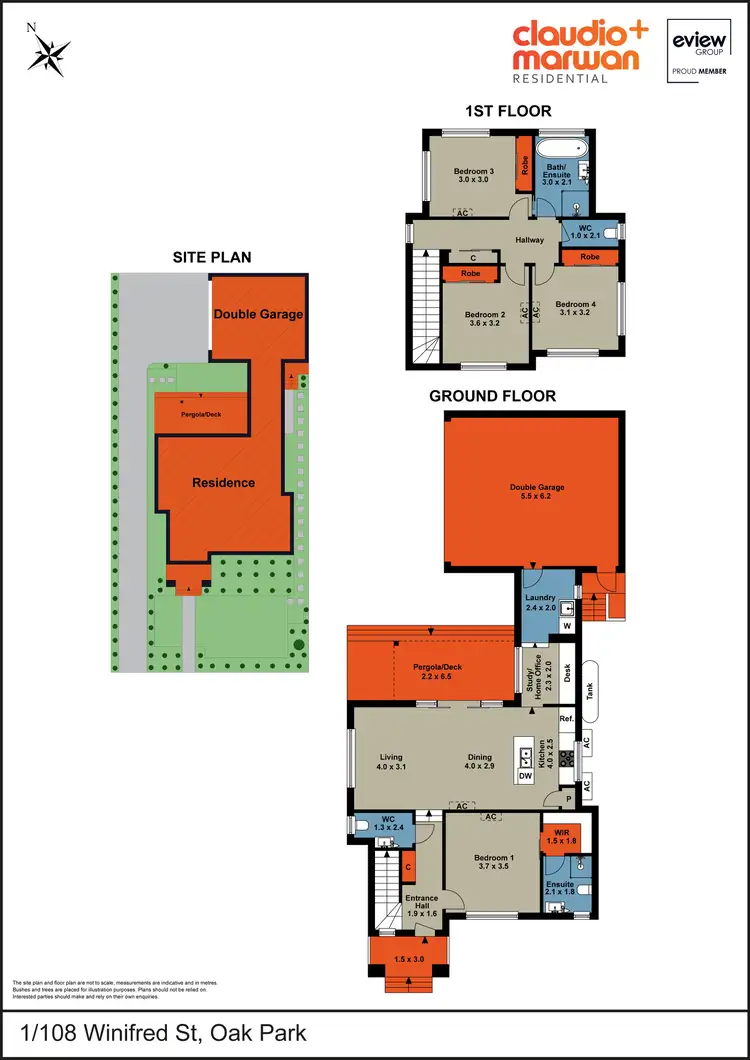 Floorplan of Homely townhouse listing, 1/108 Winifred Street, Oak Park VIC 3046