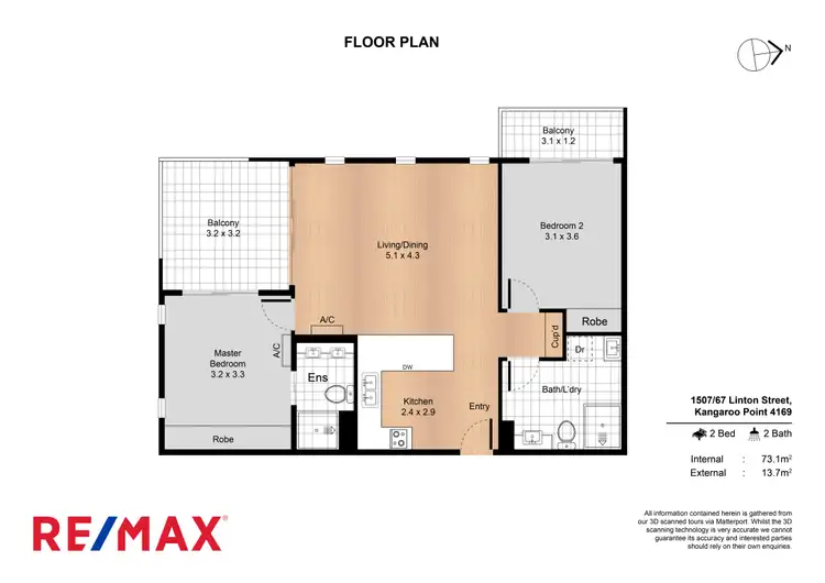 Floorplan of Homely apartment listing, 1501/67 Linton Street, Kangaroo Point QLD 4169