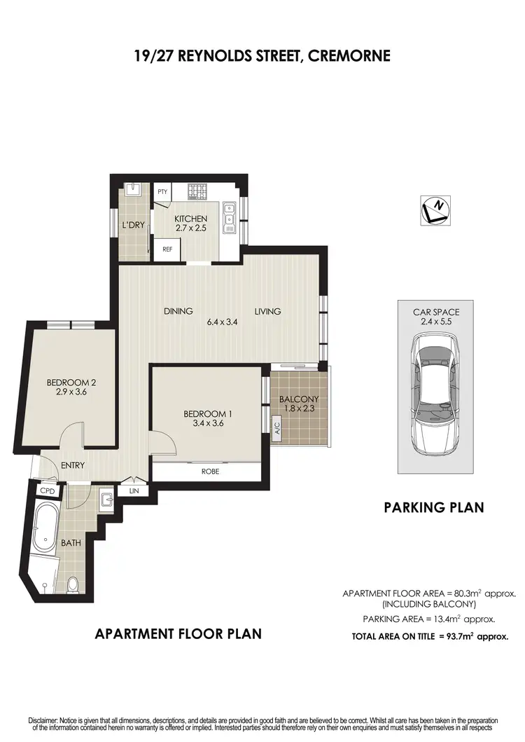 Floorplan of Homely apartment listing, 19/27 Reynolds Street, Cremorne NSW 2090