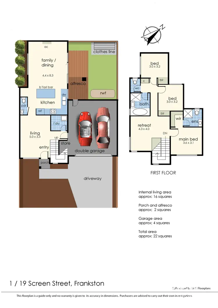 Floorplan of Homely townhouse listing, 1/19 Screen Street, Frankston VIC 3199
