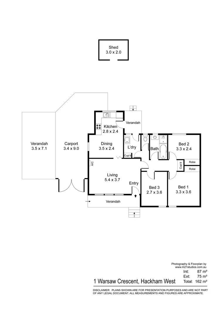 Floorplan of Homely house listing, 1 Warsaw Crescent, Hackham West SA 5163