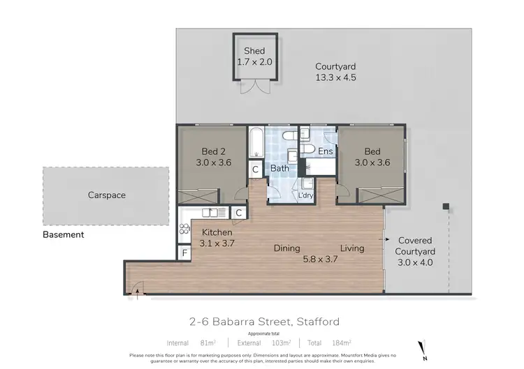 Floorplan of Homely unit listing, 2/6 Babarra Street, Stafford QLD 4053