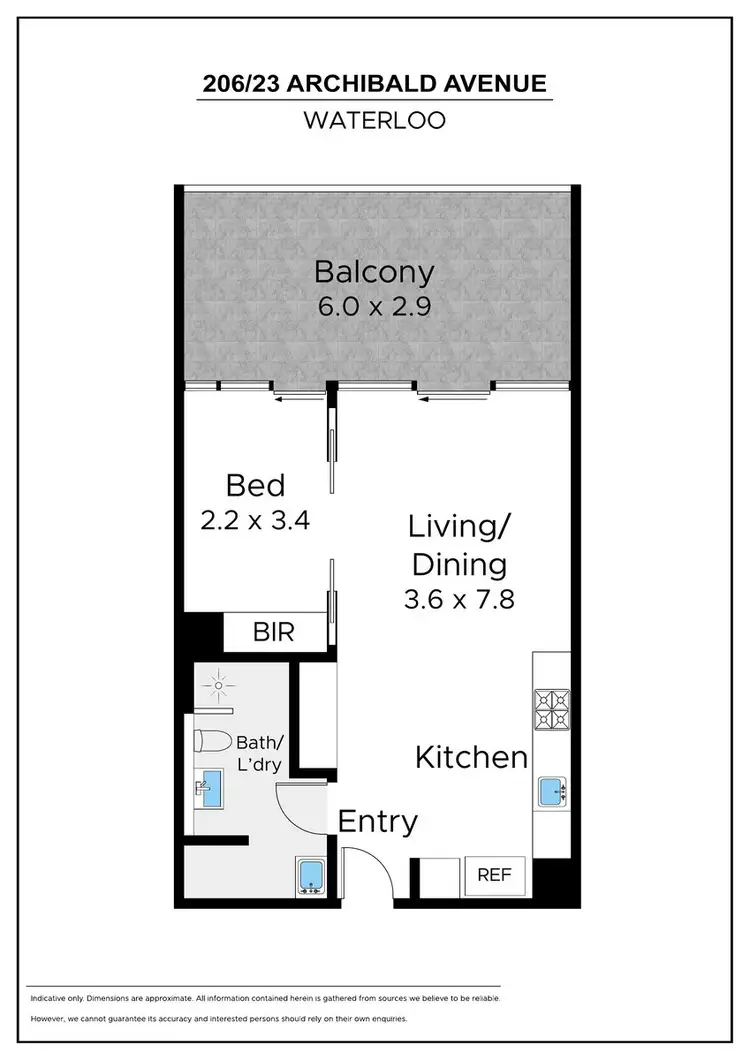 Floorplan of Homely apartment listing, 206/23 Archibald Avenue, Waterloo NSW 2017