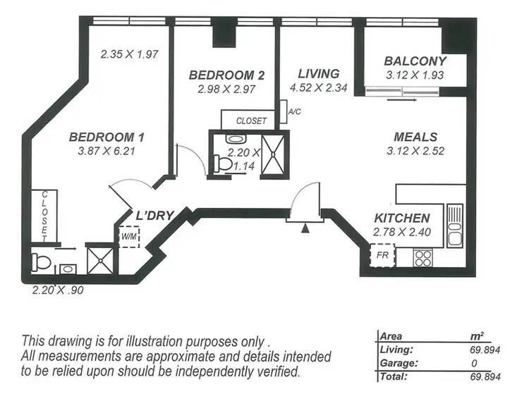 Floorplan of Homely apartment listing, 121/65 King William Street, Adelaide SA 5000