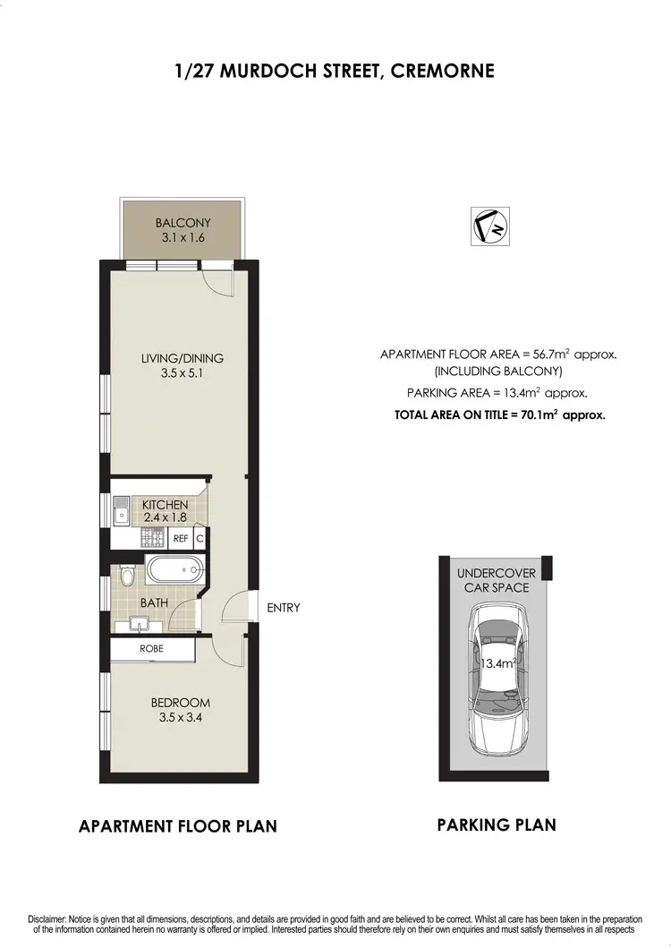 Floorplan of Homely apartment listing, 1/27 Murdoch Street, Cremorne NSW 2090