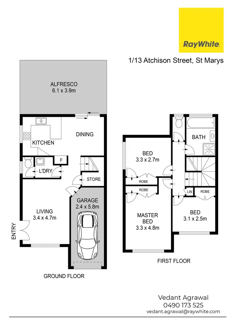 Floorplan of Homely townhouse listing, 1/13 Atchison Street, St Marys NSW 2760