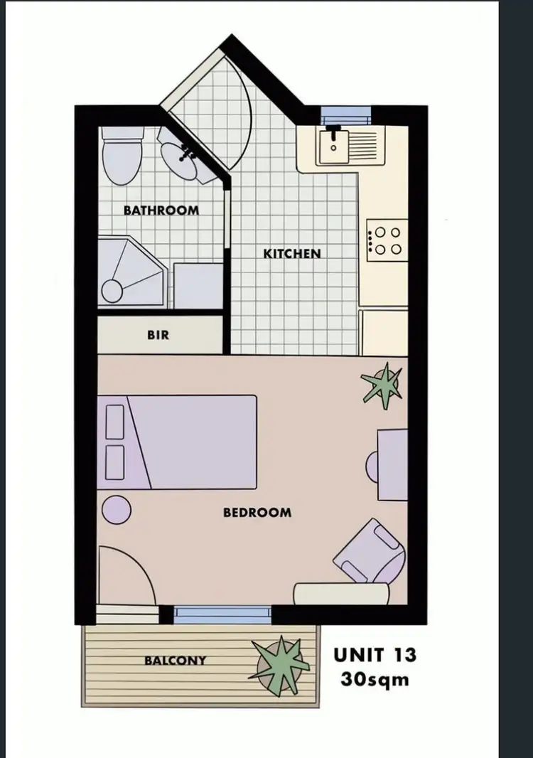 Floorplan of Homely studio listing, 13/30 Pickett Street, Footscray VIC 3011