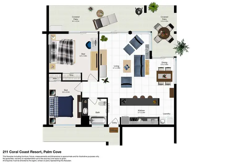 Floorplan of Homely apartment listing, 211/305-341 Coral Coast Drive, Palm Cove QLD 4879