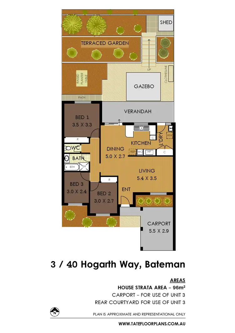 Floorplan of Homely villa listing, 3/40 Hogarth Way, Bateman WA 6150