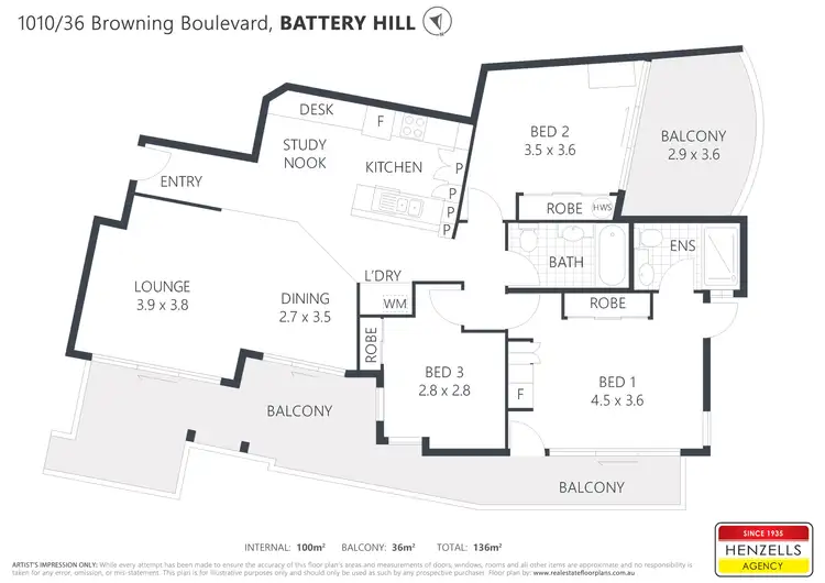 Floorplan of Homely unit listing, 1010/36 Browning Boulevard, Battery Hill QLD 4551