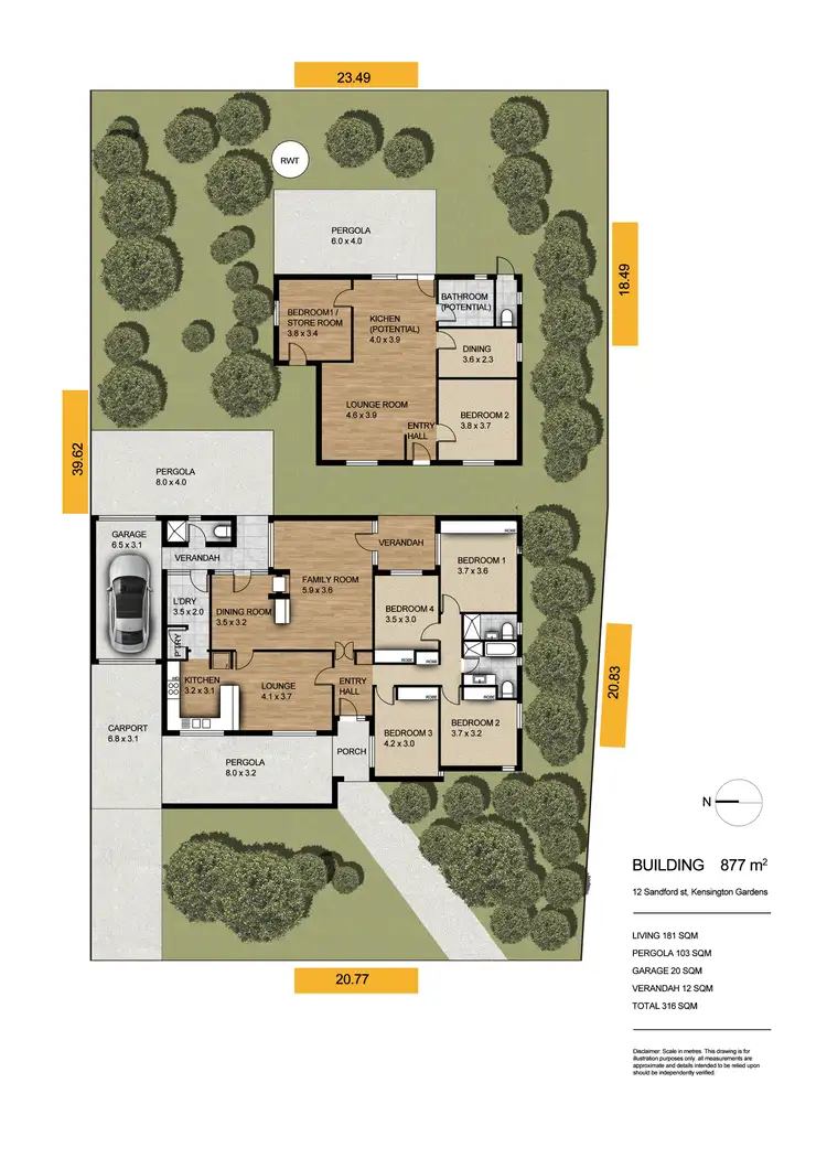 Floorplan of Homely house listing, 12 Sandford Street, Kensington Gardens SA 5068