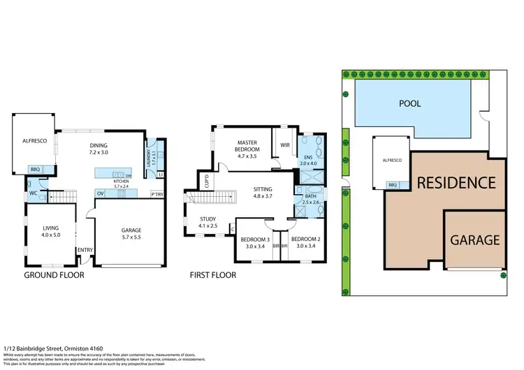 Floorplan of Homely townhouse listing, 1/10-12 Bainbridge Street, Ormiston QLD 4160