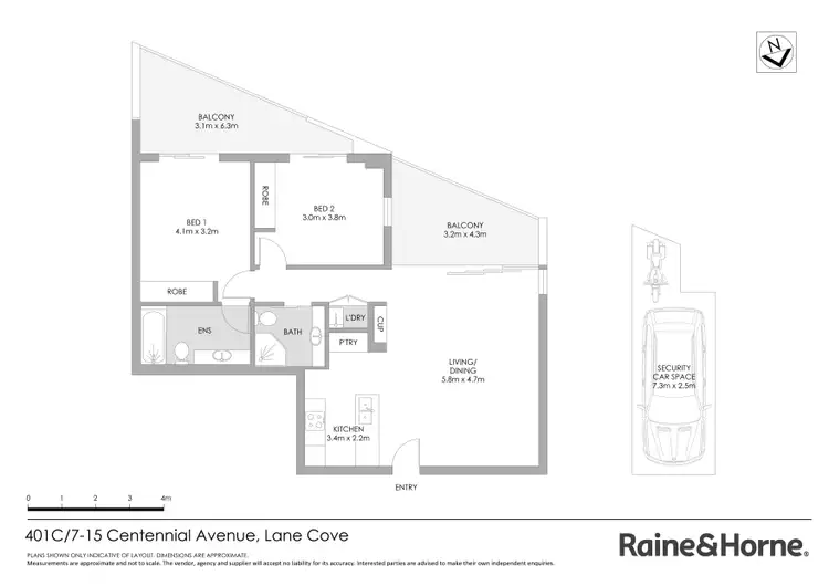Floorplan of Homely apartment listing, 401C/7-13 Centennial Avenue, Lane Cove NSW 2066