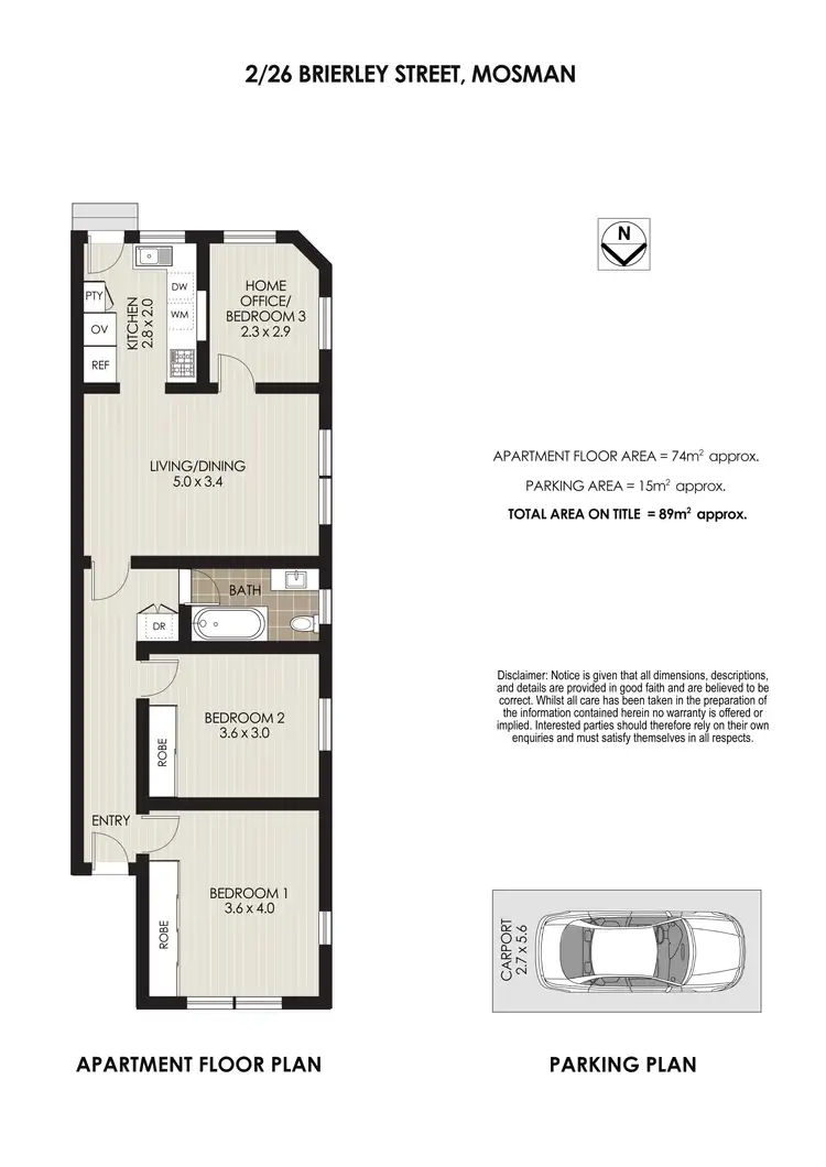 Floorplan of Homely apartment listing, 2/26 Brierley Street, Mosman NSW 2088