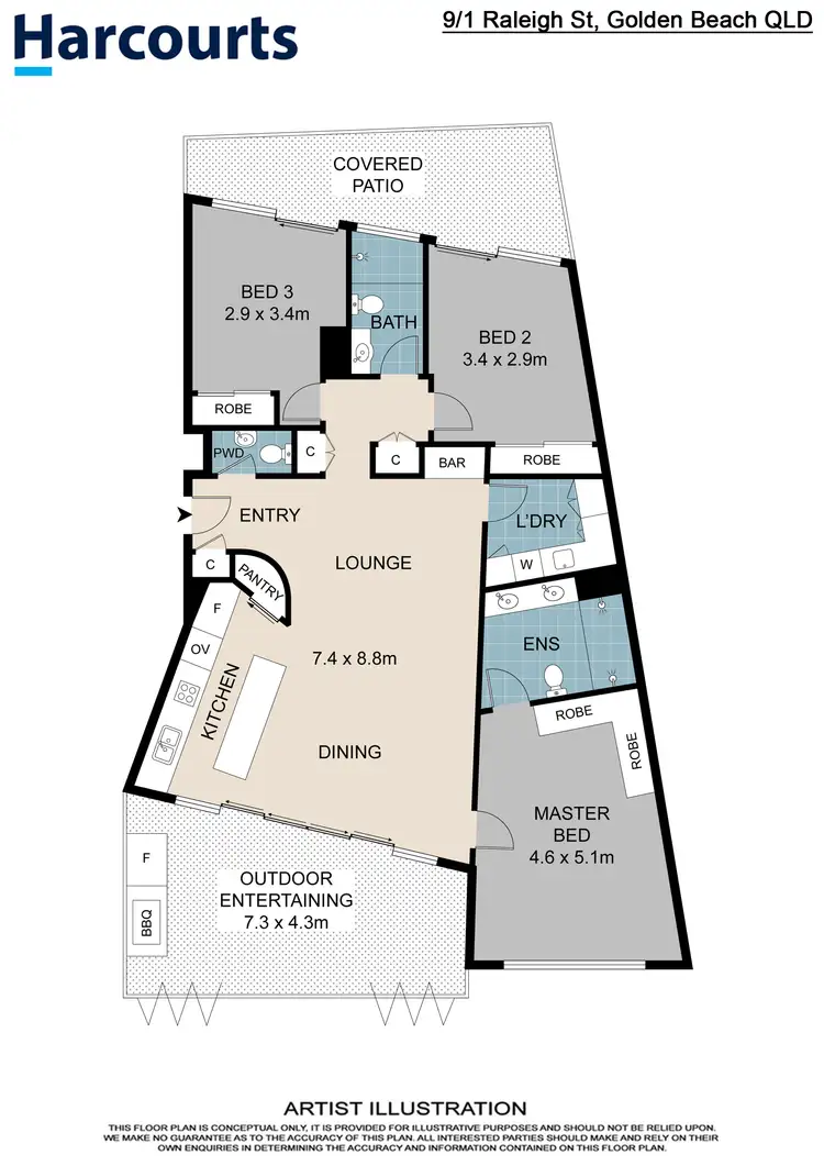 Floorplan of Homely unit listing, 9/1 Raleigh Street, Golden Beach QLD 4551