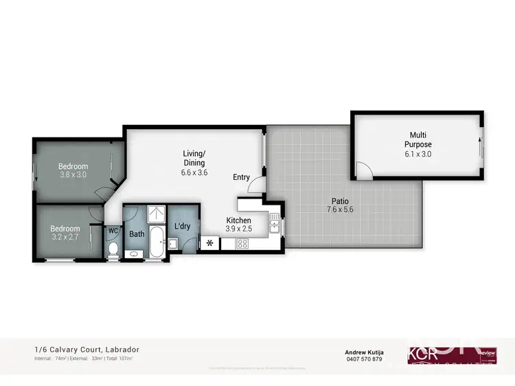 Floorplan of Homely semi-detached listing, 1/6 Calvary Court, Labrador QLD 4215