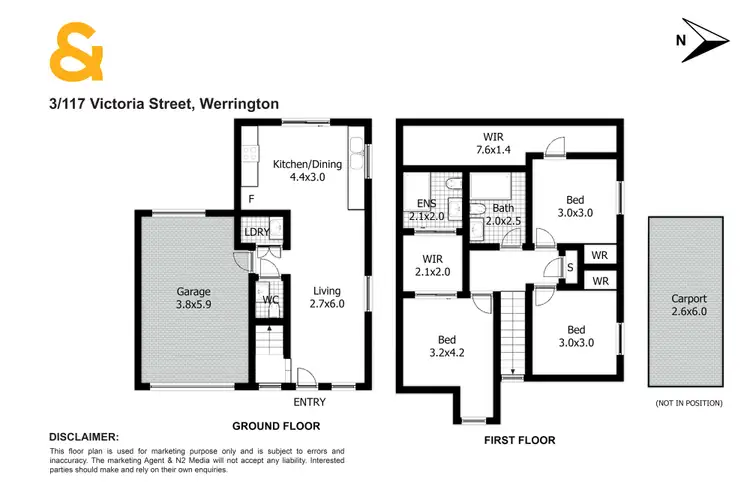 Floorplan of Homely townhouse listing, 3/117 Victoria Street, Werrington NSW 2747