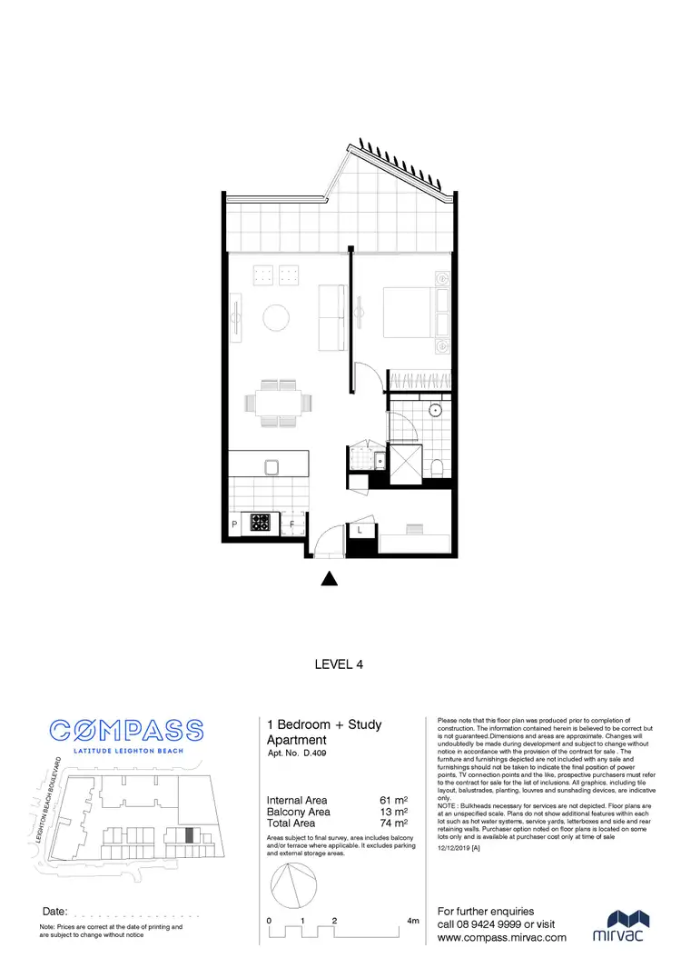 Floorplan of Homely apartment listing, 409/7 Cattalini Lane, North Fremantle WA 6159