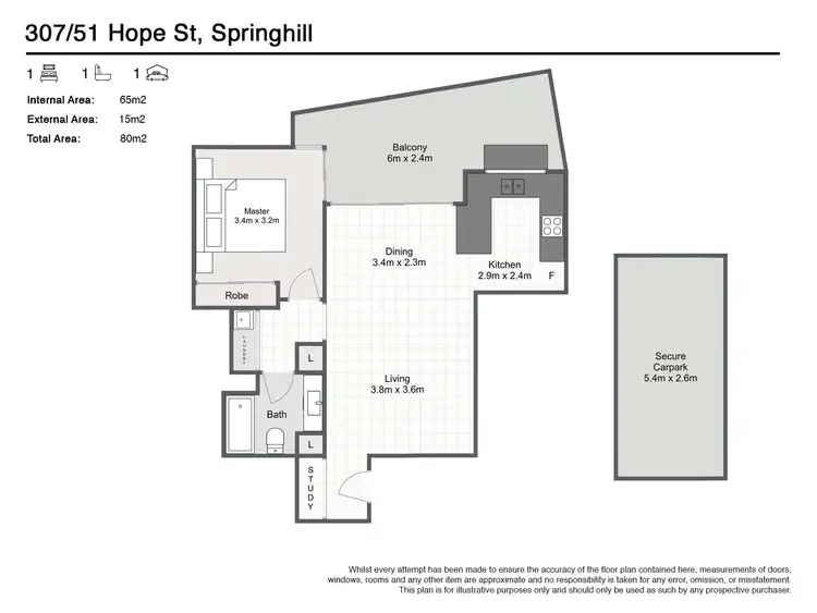 Floorplan of Homely unit listing, 307/51 Hope Street, Spring Hill QLD 4000