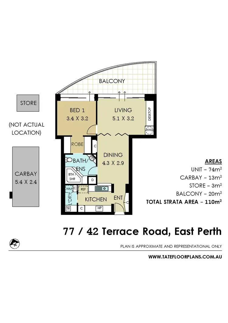 Floorplan of Homely apartment listing, 77/42-52 Terrace Road, East Perth WA 6004