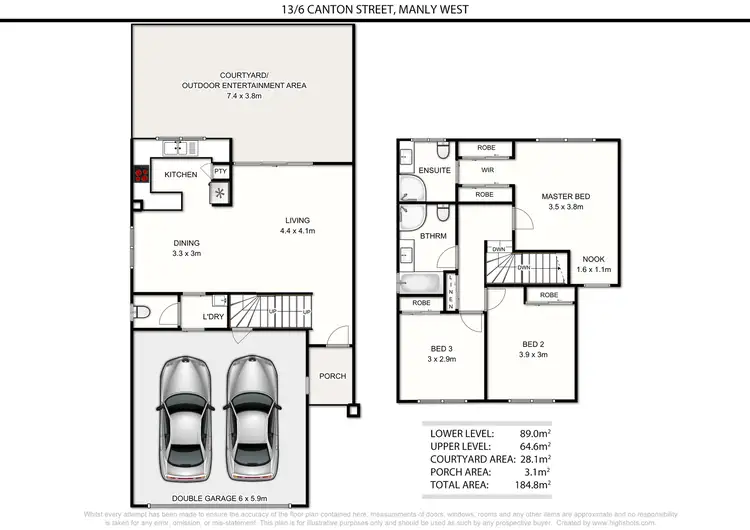 Floorplan of Homely townhouse listing, 13/6 Canton Court, Manly West QLD 4179
