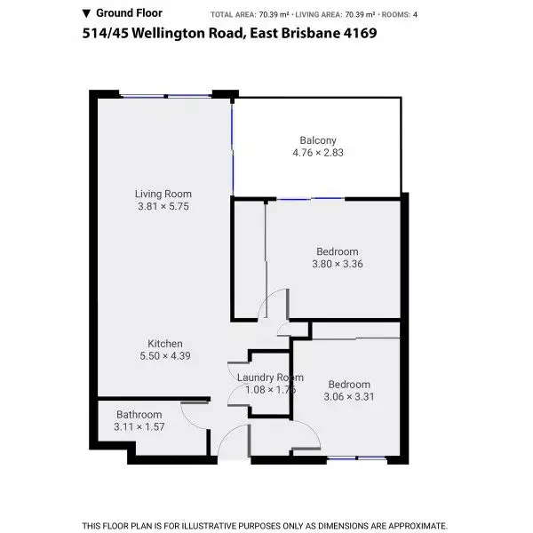 Floorplan of Homely house listing, 514/45 Wellington Road, Woolloongabba QLD 4102