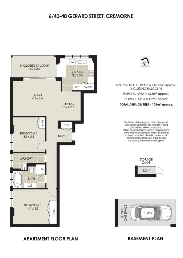 Floorplan of Homely apartment listing, 6/40-48 Gerard Street, Cremorne NSW 2090