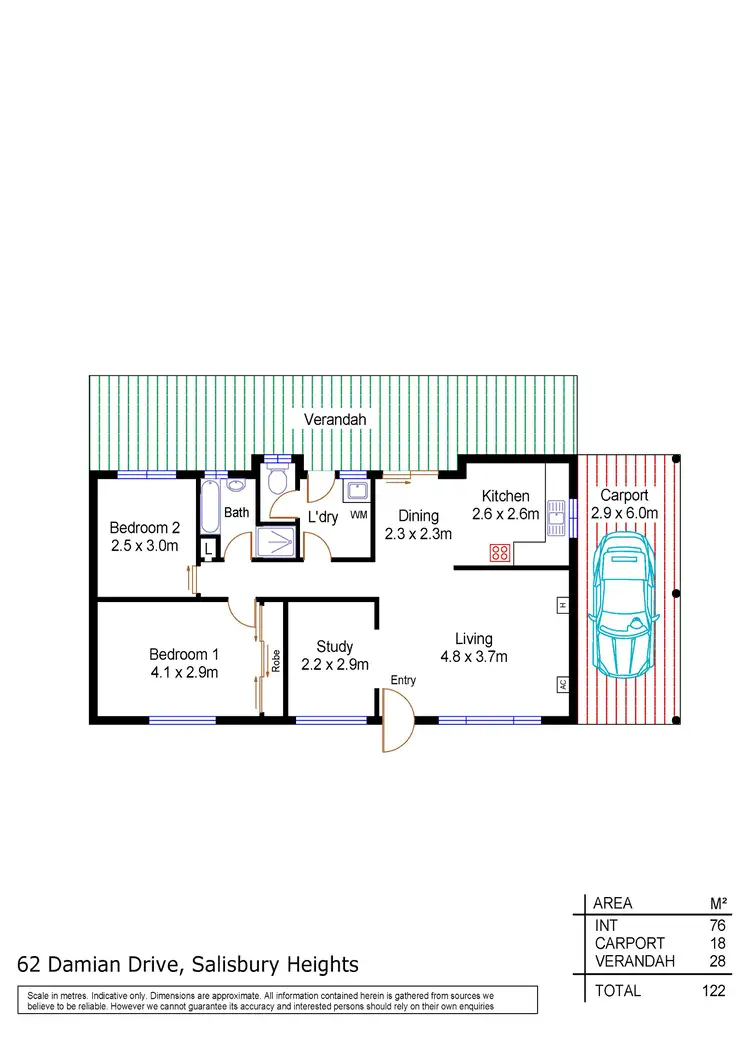 Floorplan of Homely house listing, 62 Damian Drive, Salisbury Heights SA 5109
