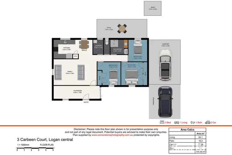 Floorplan of Homely house listing, 3 Carbeen Court, Logan Central QLD 4114