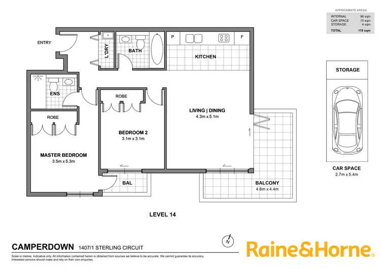 Floorplan of Homely apartment listing, 1407/1 Sterling Circuit, Camperdown NSW 2050