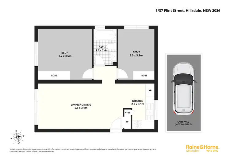 Floorplan of Homely unit listing, 1/37 Flint Street, Hillsdale NSW 2036
